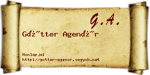 Götter Agenór névjegykártya